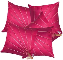 indoAmor Stripes Pattern Silk Cushion Covers (Pink, 16x16 inches) - Set of 5 Pieces-thumb4