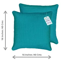 indoAmor Quilted Silk Cushion Cover (Turquoise/Firozi, 16x16 Inches) Set of 5 Pieces-thumb1