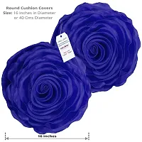indoAmor Decorative Rose Shape Super Satin Round Cushion Covers, 16x16 Inches (Blue) - Set of 7 Covers-thumb1