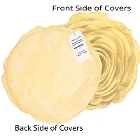 indoAmor Decorative Rose Shape Super Satin Round Cushion Covers, 16x16 Inches (Cream) - Set of 7 Covers-thumb2