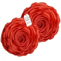 indoAmor Rose Design Super Satin Cushion Covers, 16x16 Inches (Red) - Set of 5-thumb3