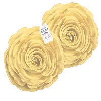 indoAmor Rose Design Super Satin Cushion Covers, 16x16 Inches (Cream) - Set of 5-thumb3
