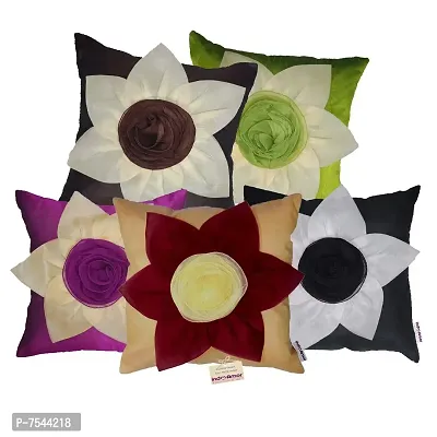 indoAmor Silk 200TC Cushion Cover, 16x16 Inches, Multicolour, Set of 5