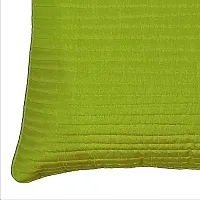 indoAmor Quilted Stripes Silk Cushion Cover (Green, 16x16 Inches) Set of 5 Pieces-thumb3