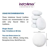 indoAmor Rose Design Super Satin Cushion Covers, 16x16 Inches (Cream) - Set of 5-thumb4