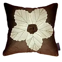 indoAmor Flower Silk Cushion Cover (Brown, 16x16 Inches) - Set of 5 Pieces-thumb1