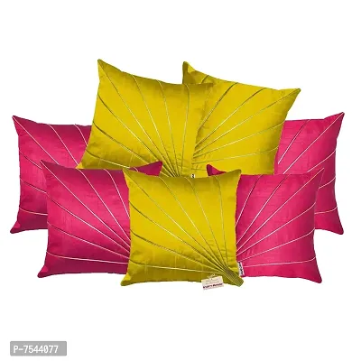 indoAmor Silk Cushion Covers, Stripes Pattern (16x16 Inches, Pink  Yellow Color) - Set of 7 Covers