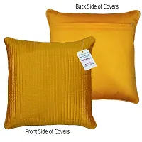 indoAmor Quilted Stripes Silk Cushion Cover (Yellow, 16x16 Inches) Set of 5 Pieces-thumb2