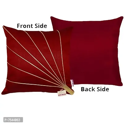 indoAmor Stripes Pattern Silk Cushion Covers (Maroon, 16x16 inches) - Set of 5 Pieces-thumb4