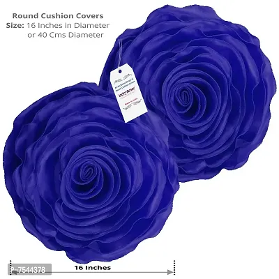 indoAmor Rose Design Super Satin Cushion Covers, 16x16 Inches (Blue) - Set of 5-thumb2