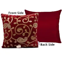 indoAmor Paisley Sequine Embroidery Velvet Cushion Covers (Maroon, 16x16 Inches)- Set of 7 Covers-thumb2