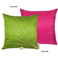 indoAmor Silk Cushion Covers, Stripes Pattern (16x16 Inches, Green  Pink Color) - Set of 7 Covers-thumb2