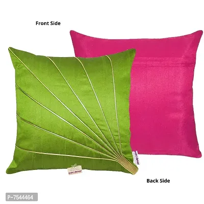 indoAmor Silk Cushion Covers, Stripes Pattern (16x16 Inches, Green  Pink Color) - Set of 7 Covers-thumb3