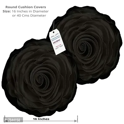 indoAmor Rose Design Super Satin Cushion Covers, 16x16 Inches (Black  Pink) - Set of 5-thumb2