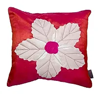 indoAmor Flower Silk Cushion Cover (Pink, 16x16 Inches) - Set of 5 Pieces-thumb1