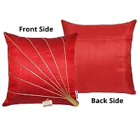 indoAmor Stripes Pattern Silk Cushion Covers (Red, 16x16 inches) - Set of 5 Pieces-thumb3