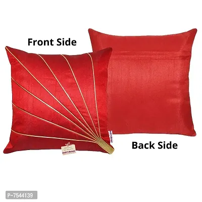 indoAmor Stripes Pattern Silk Cushion Covers (Red, 16x16 inches) - Set of 5 Pieces-thumb4