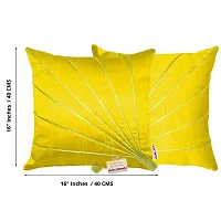 indoAmor Stripes Pattern Silk Cushion Covers (Yellow, 16x16 inches) - Set of 5 Pieces-thumb1