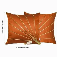 indoAmor Stripes Pattern Silk Cushion Covers (Rust, 16x16 inches) - Set of 5 Pieces-thumb1