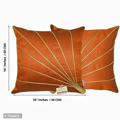 indoAmor Stripes Pattern Silk Cushion Covers (Rust, 16x16 inches) - Set of 5 Pieces-thumb2