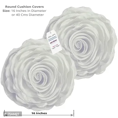 indoAmor Rose Design Super Satin Cushion Covers, 16x16 Inches (White  Maroon) - Set of 7-thumb2