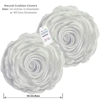 indoAmor Decorative Rose Shape Super Satin Round Cushion Covers, 16x16 Inches (White) - Set of 7 Covers-thumb1