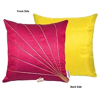 indoAmor Silk Cushion Covers, Stripes Pattern (16x16 Inches, Pink  Yellow Color) - Set of 7 Covers-thumb2