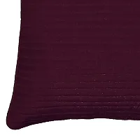 indoAmor Quilted Stripes Silk Cushion Cover (Purple, 16x16 Inches) Set of 5 Pieces-thumb3