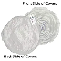 indoAmor Decorative Rose Shape Super Satin Round Cushion Covers, 16x16 Inches (White) - Set of 7 Covers-thumb2