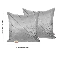 indoAmor Stripes Pattern Silk Cushion Covers (Grey, 16x16 inches) - Set of 5 Pieces-thumb1