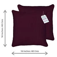 indoAmor Quilted Stripes Silk Cushion Cover (Purple, 16x16 Inches) Set of 5 Pieces-thumb1