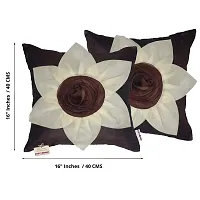 indoAmor Flower Silk Cushion Cover (Brown, 16x16 Inches) - Set of 5 Pieces-thumb1