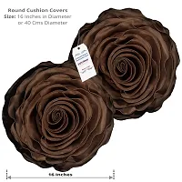 indoAmor Rose Design Super Satin Cushion Covers, 16x16 Inches (Brown) - Set of 5-thumb1