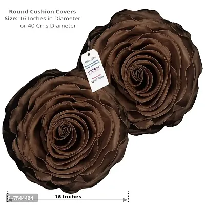 indoAmor Rose Design Super Satin Cushion Covers, 16x16 Inches (Brown) - Set of 5-thumb2