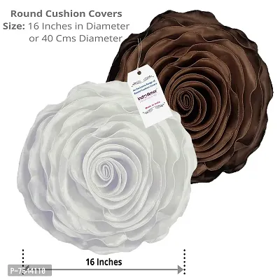 indoAmor Decorative Rose Shape Super Satin Round Cushion Covers, 16x16 Inches (Multicolor) - Set of 7 Covers-thumb3