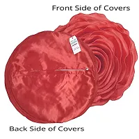indoAmor Decorative Rose Shape Super Satin Round Cushion Covers, 16x16 Inches (Maroon) - Set of 7 Covers-thumb2