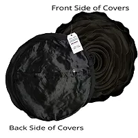 indoAmor Decorative Rose Shape Super Satin Round Cushion Covers, 16x16 Inches (Black) - Set of 7 Covers-thumb2