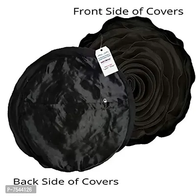 indoAmor Decorative Rose Shape Super Satin Round Cushion Covers, 16x16 Inches (Black) - Set of 7 Covers-thumb3
