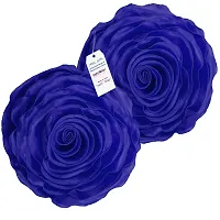 indoAmor Rose Design Super Satin Cushion Covers, 16x16 Inches (Blue) - Set of 5-thumb3