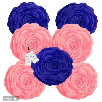 indoAmor Rose Design Super Satin Cushion Covers, 16x16 Inches (Pink  Blue) - Set of 7