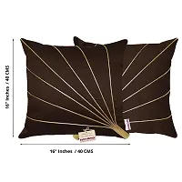 indoAmor Silk Cushion Covers, Stripes Pattern (16x16 Inches, Brown Color) - Set of 7 Covers-thumb1