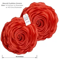 indoAmor Rose Design Super Satin Cushion Covers, 16x16 Inches (Red) - Set of 5-thumb1