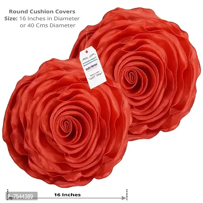 indoAmor Rose Design Super Satin Cushion Covers, 16x16 Inches (Red) - Set of 5-thumb2