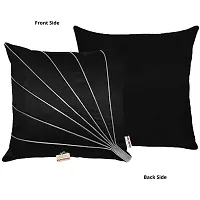 indoAmor Stripes Pattern Silk Cushion Covers (Black, 16x16 inches) - Set of 5 Pieces-thumb2