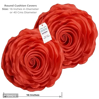 indoAmor Rose Design Super Satin Cushion Covers, 16x16 Inches (Foan  Red) - Set of 7-thumb4