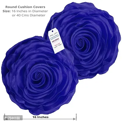 indoAmor Rose Design Super Satin Cushion Covers, 16x16 Inches (Blue  Black) - Set of 7-thumb3