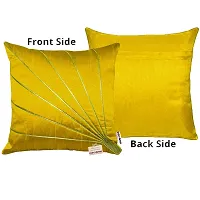 indoAmor Silk Cushion Covers, Stripes Pattern (16x16 Inches, Yellow Color) - Set of 7 Covers-thumb2