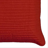 indoAmor Quilted Stripes Silk Cushion Cover (Maroon, 16x16 Inches) Set of 5 Pieces-thumb3