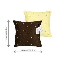 indoAmor Pintex Crystal Stone Work Satin Throw/Pillow Cushion Covers (16x16 Inches, Brown Fawn) - Set of 7 Covers-thumb1