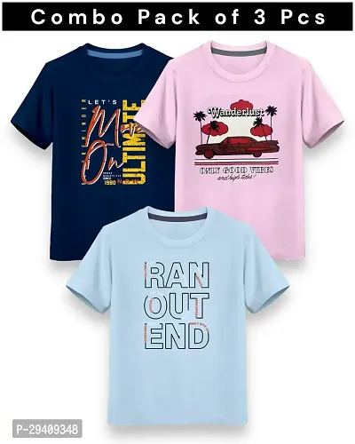 Stylish Multicoloured Cotton Printed T-Shirt For Boys Pack Of 3